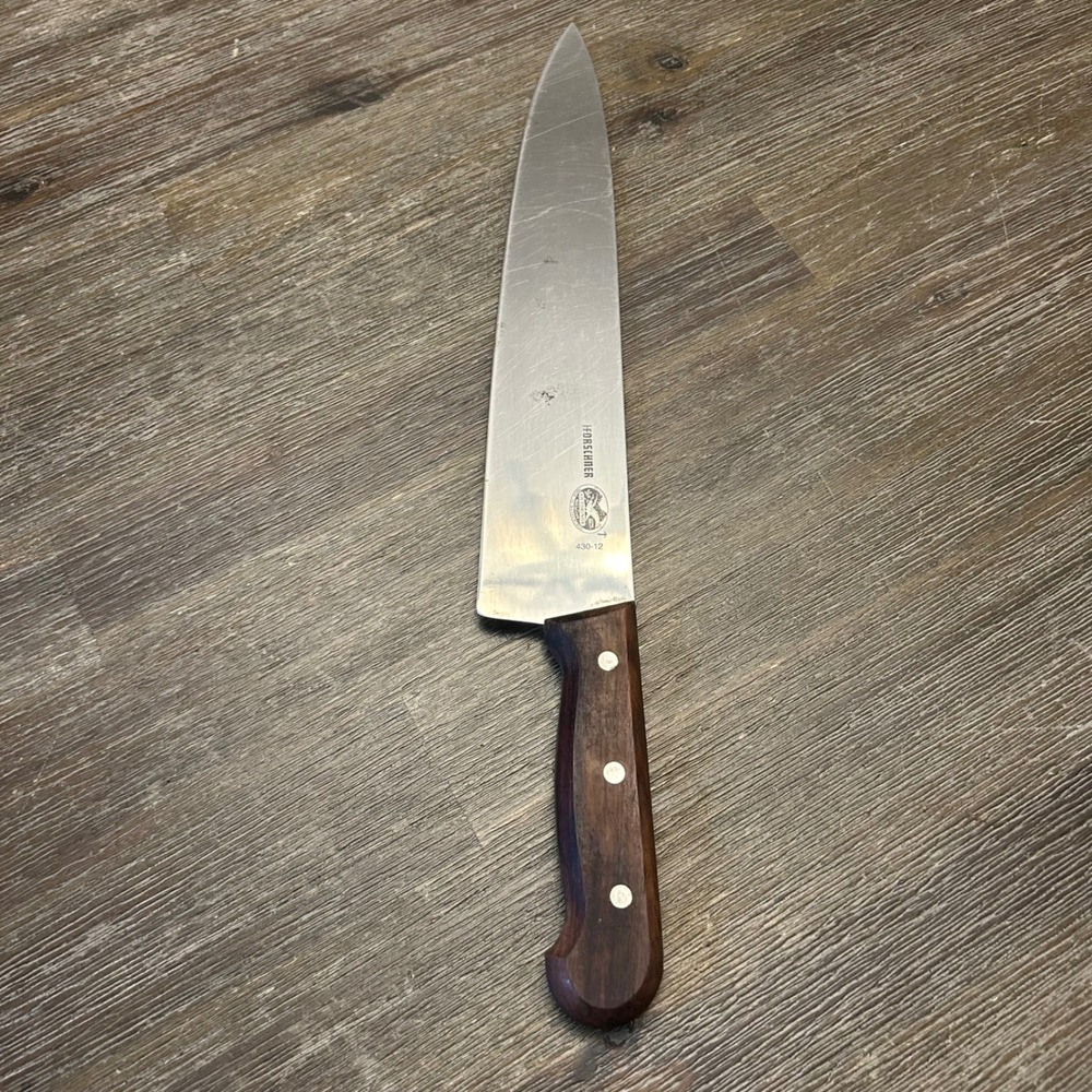Vintage Forschner Victorinox 430-12 12" Chef Knife Rosewood Handle Swiss Made
